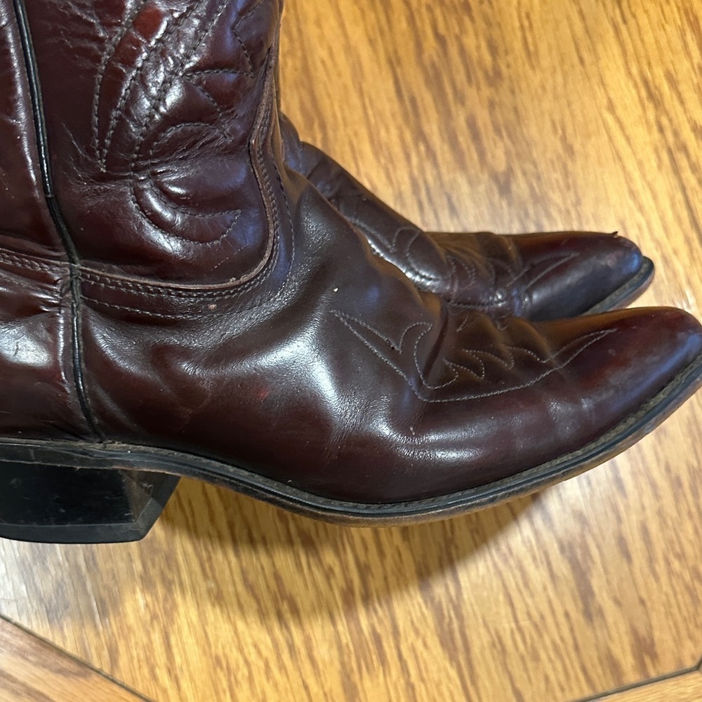 *ACME* Vintage Dark Cherry Leather Western Cowboy Western Boots 4939 Size 9.5 - Picture 6 of 14